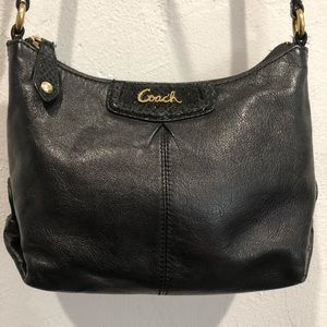 Coach small black leather crossbody handbag